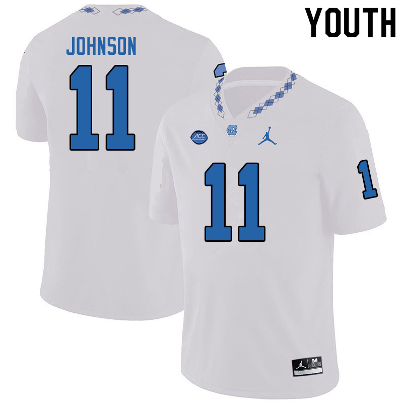 Jordan Brand Youth #11 Roscoe Johnson North Carolina Tar Heels College Football Jerseys Sale-White